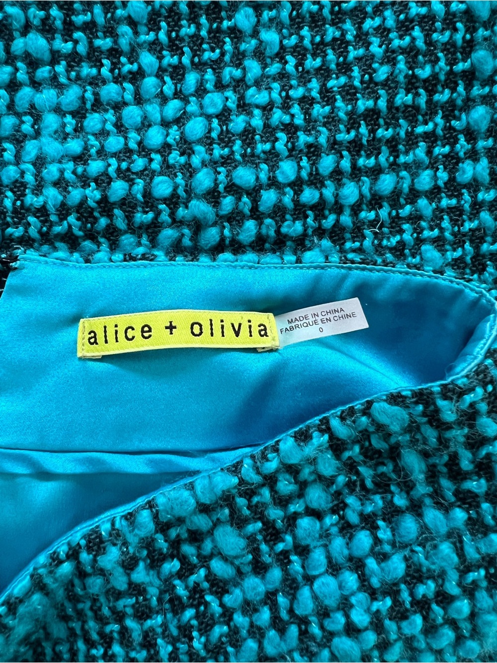 Alice + Olivia Turquoise and Black Tweed Mini Skirt - Picture 4 of 4